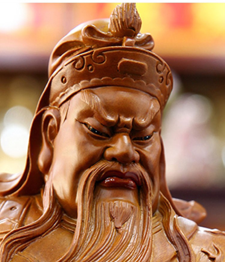 武财神关公像供奉摆件木雕雕像实木香樟木关羽关二爷神像 款二【到头