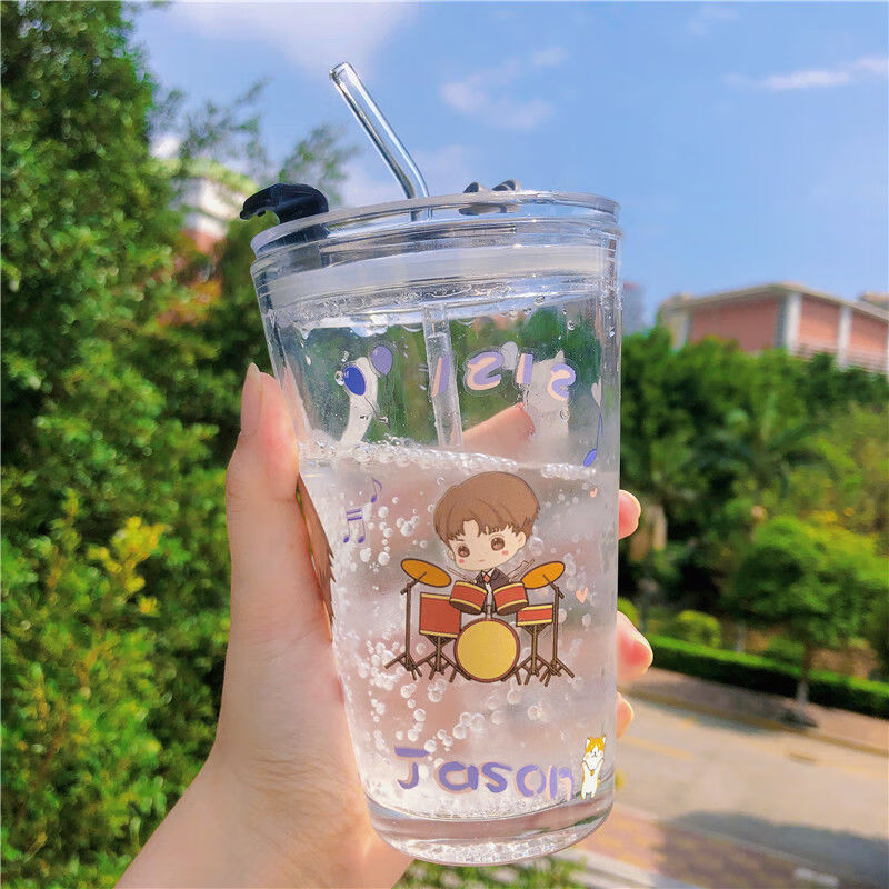 tnt时代少年团同款水杯马嘉祺丁程鑫周边学生吸管杯应援玻璃杯子刘