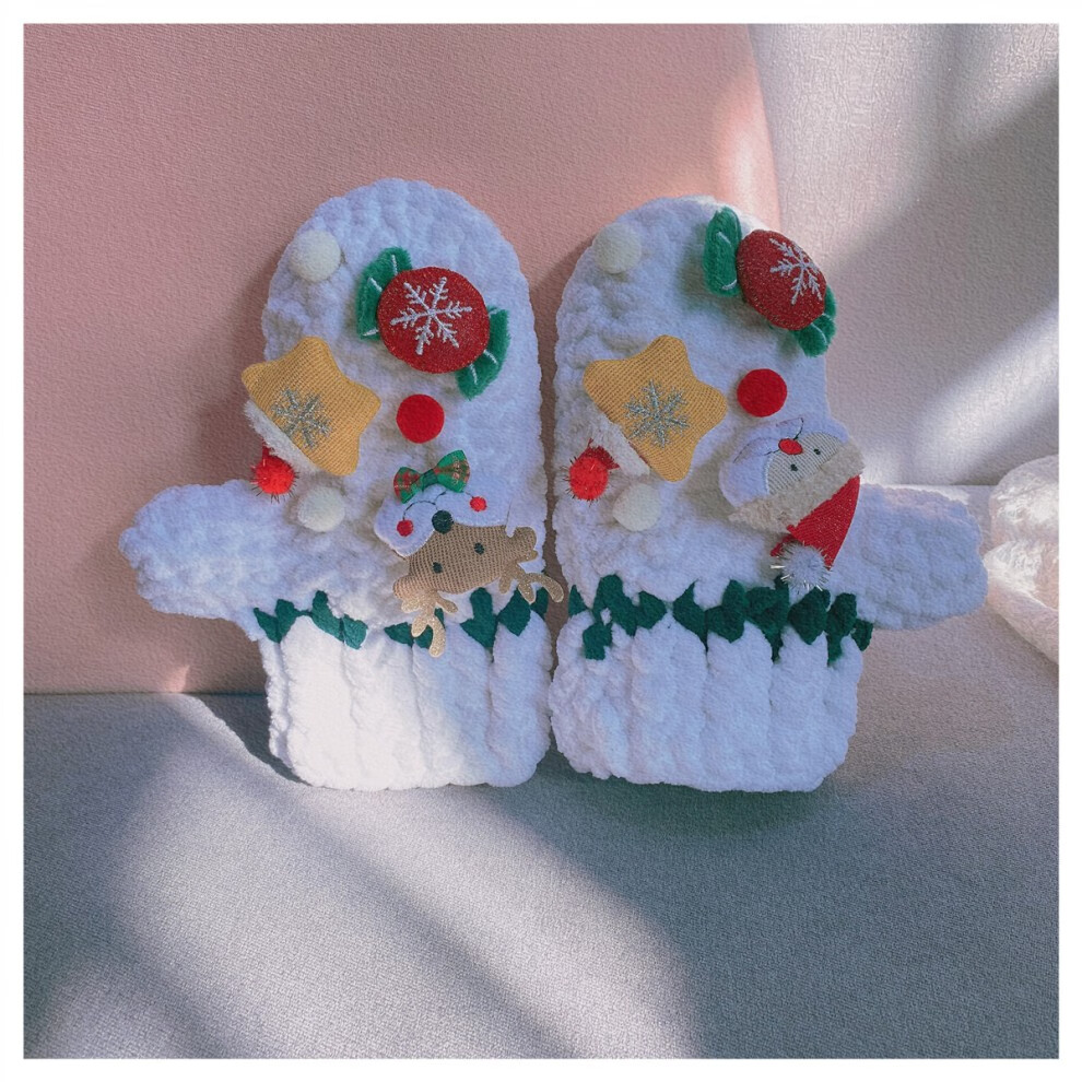 包贝星卡通可爱圣诞礼物手工编织手套diy材料包自制手织秋冬保暖加