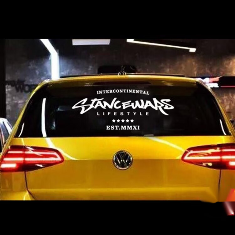 汽车后窗玻璃贴纸后风挡风玻璃车贴画个性潮流英文字母反光车贴白色