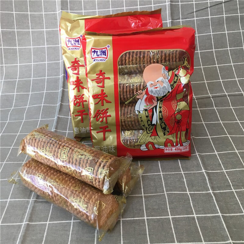 九州奇味饼干老寿星老头葱油味8090怀旧儿时零食整箱老式195g1袋试吃