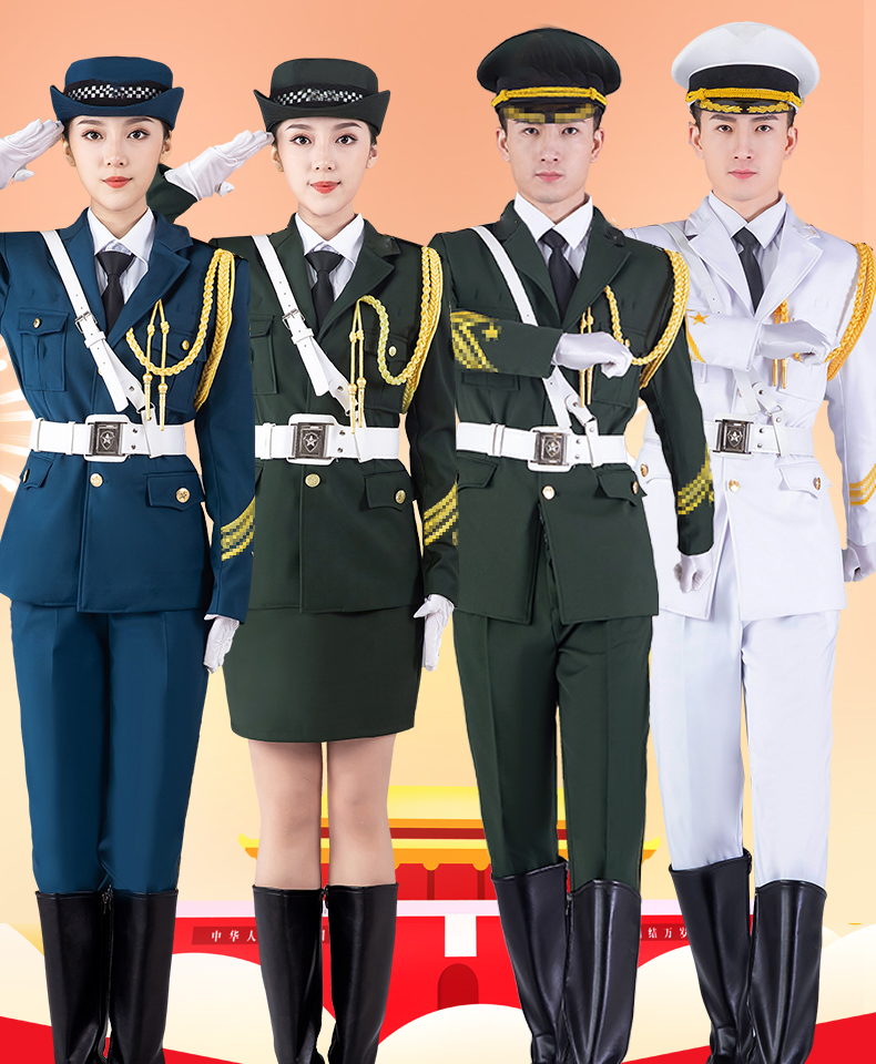 果愉 升旗手服装班仪仗队护卫队礼宾服 男女鼓乐队管乐队演出服 女款