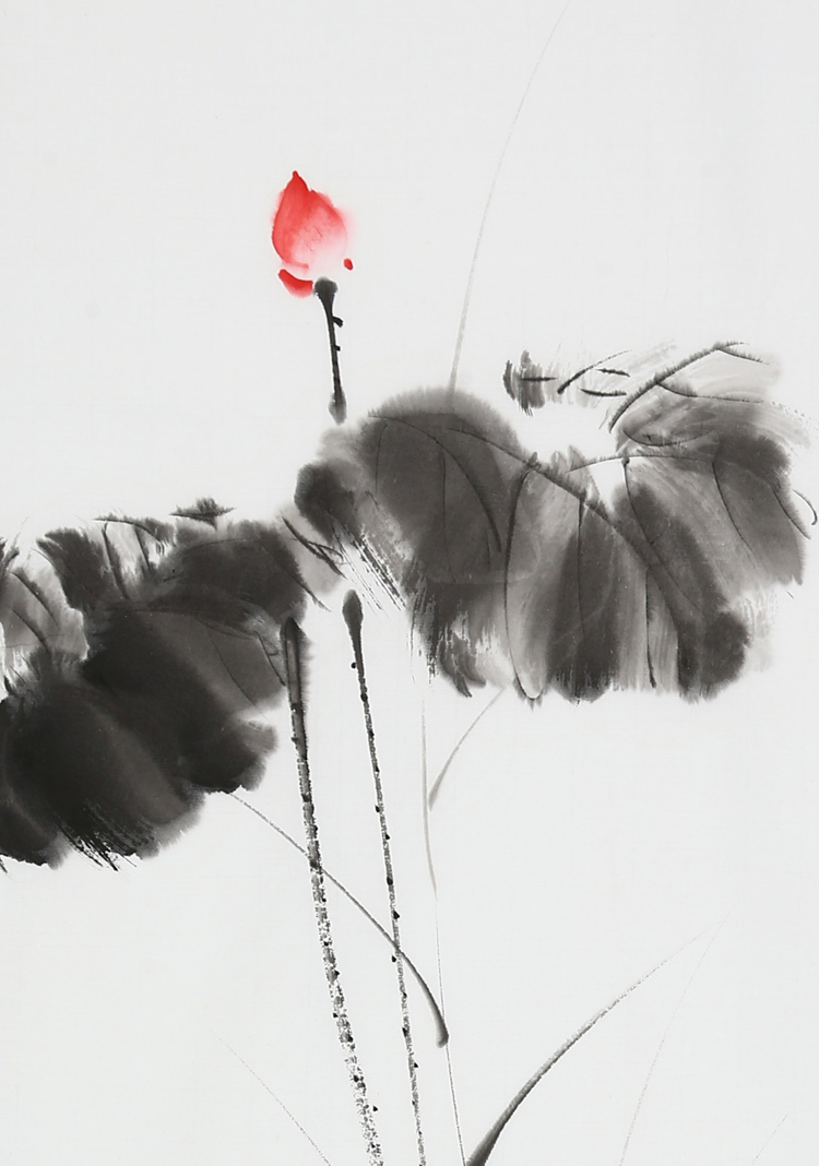 名家启功花鸟字画二尺竖幅精品国画手绘水墨荷花名人写意书画收藏纯