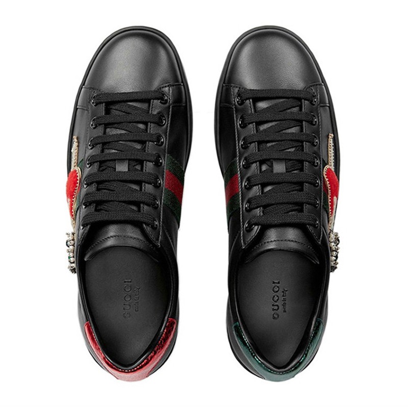 gucci古驰黑色皮质女士休闲运动鞋472990a38g01283aq礼物黑色系欧码