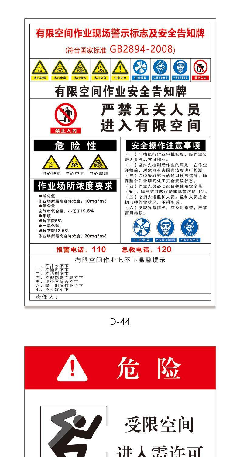 標識危險化學品公告欄噪聲噪音有害高溫油漆有限空間標誌牌d2040x50cm