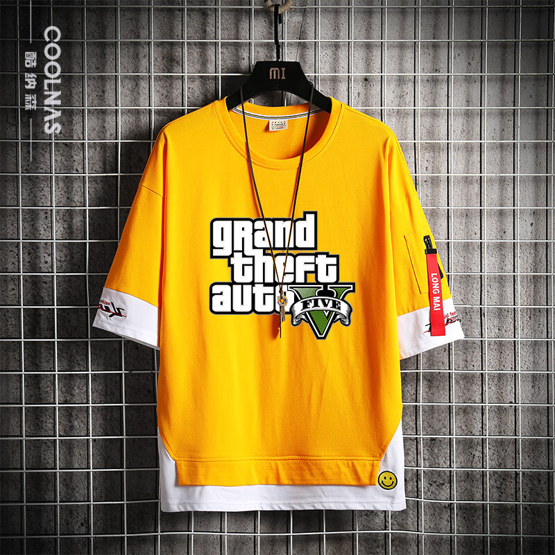 【国庆嗨购】6015gta侠盗车手5短袖t恤男青少年半袖t恤衫拼接衣服