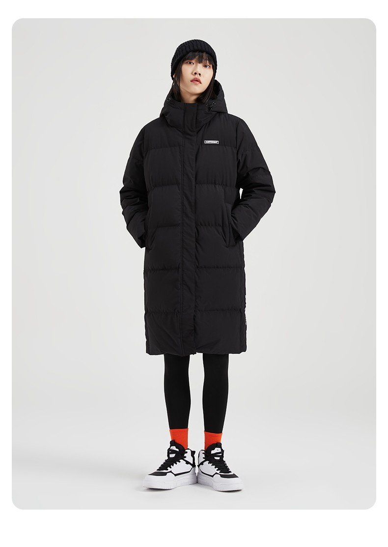 鸿星尔克官方旗舰羽绒服女中长款百搭运动外套女士保暖防风简约舒适