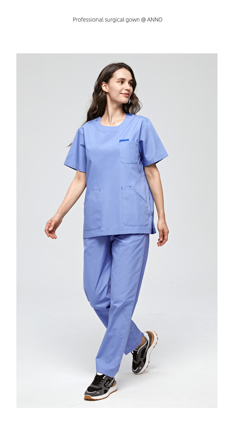 手术室洗手衣安诺新款挺括男女医生服护士服定制款a13靠蓝m