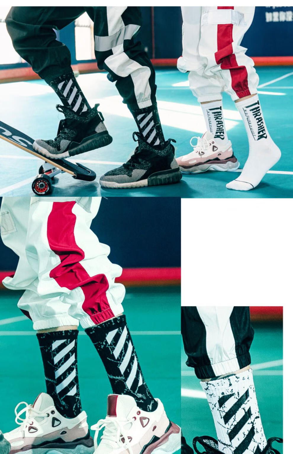 诸暨袜子男长袜纯棉中筒春秋季高帮篮球袜ins潮流运动防臭长筒袜i