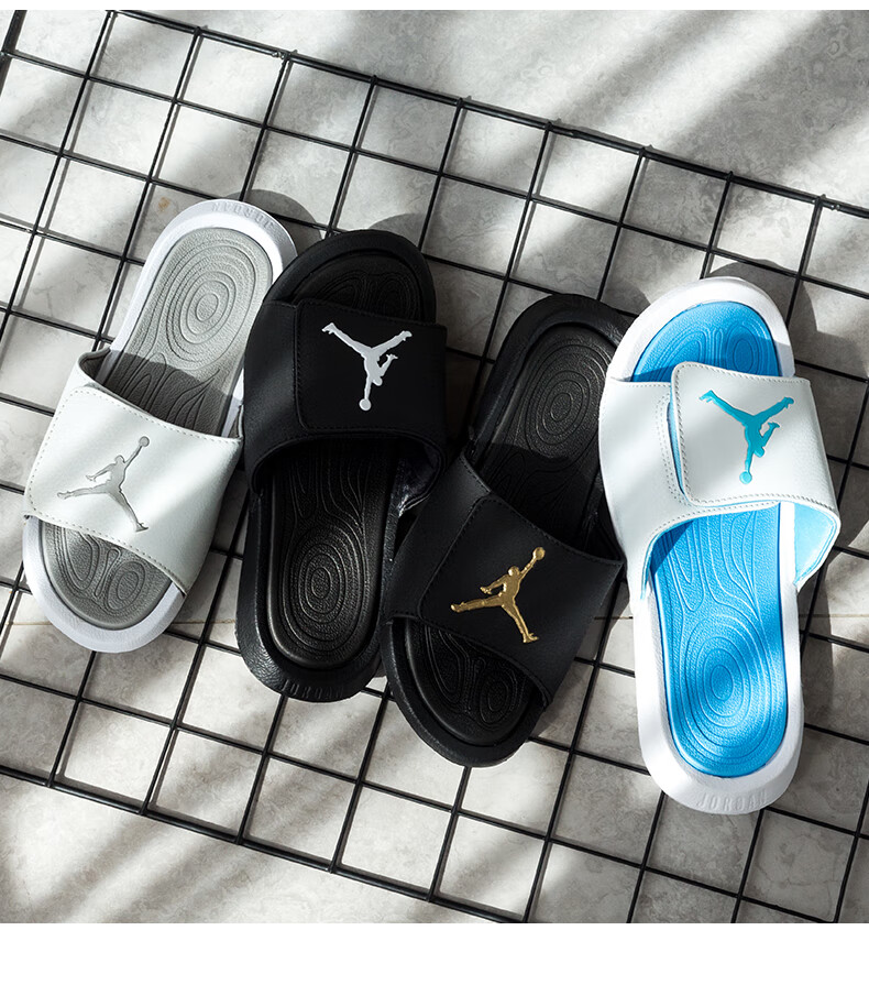 新款aj乔6拖鞋男一字拖潮流夏季外穿防滑拖鞋情侣网红拖鞋 黑金 36