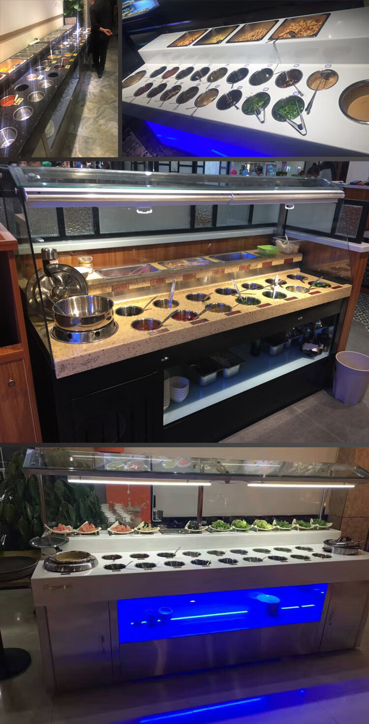 火锅调料柜自助餐厅小料台沙拉工作台带制冷大理石蘸料台保鲜料柜18米