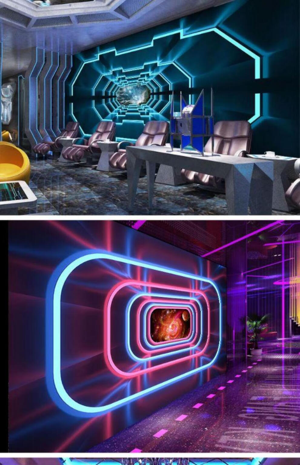 2022新款科技感壁纸3d立体直播间墙纸几何科技感壁纸 ktv舞蹈室背景墙