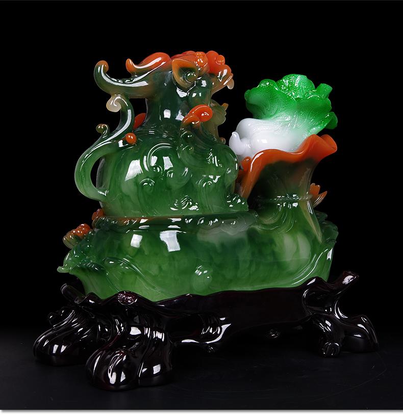 摆件皮丘玉白菜风水客厅办公室家居店铺收银台摆设雅靓典中号四季旺财