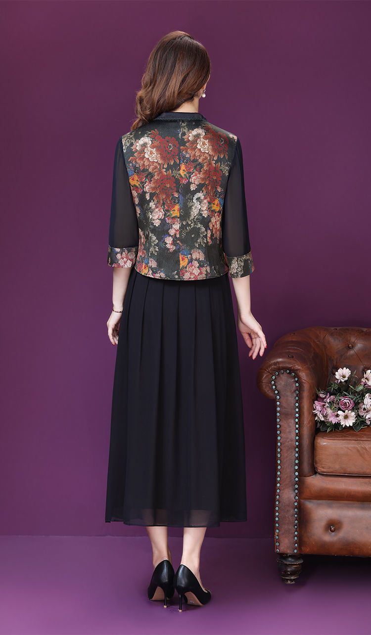 夏季连衣裙女高品质高端仿真丝香云纱中年妈妈套装女新