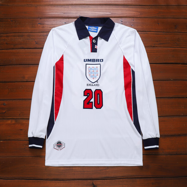 滕讯体育nba旗舰英格兰国家队复古球衣1998经典主场长短袖套装贝汉姆