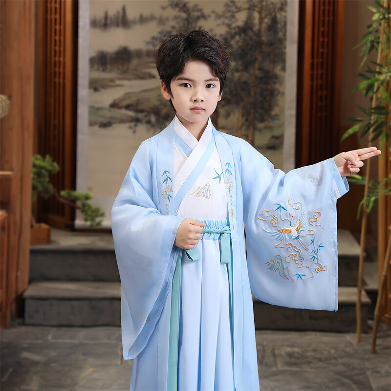 童古代服装小男孩表演服新款古风少爷古装学生国学服中国风刺绣襦裙潮