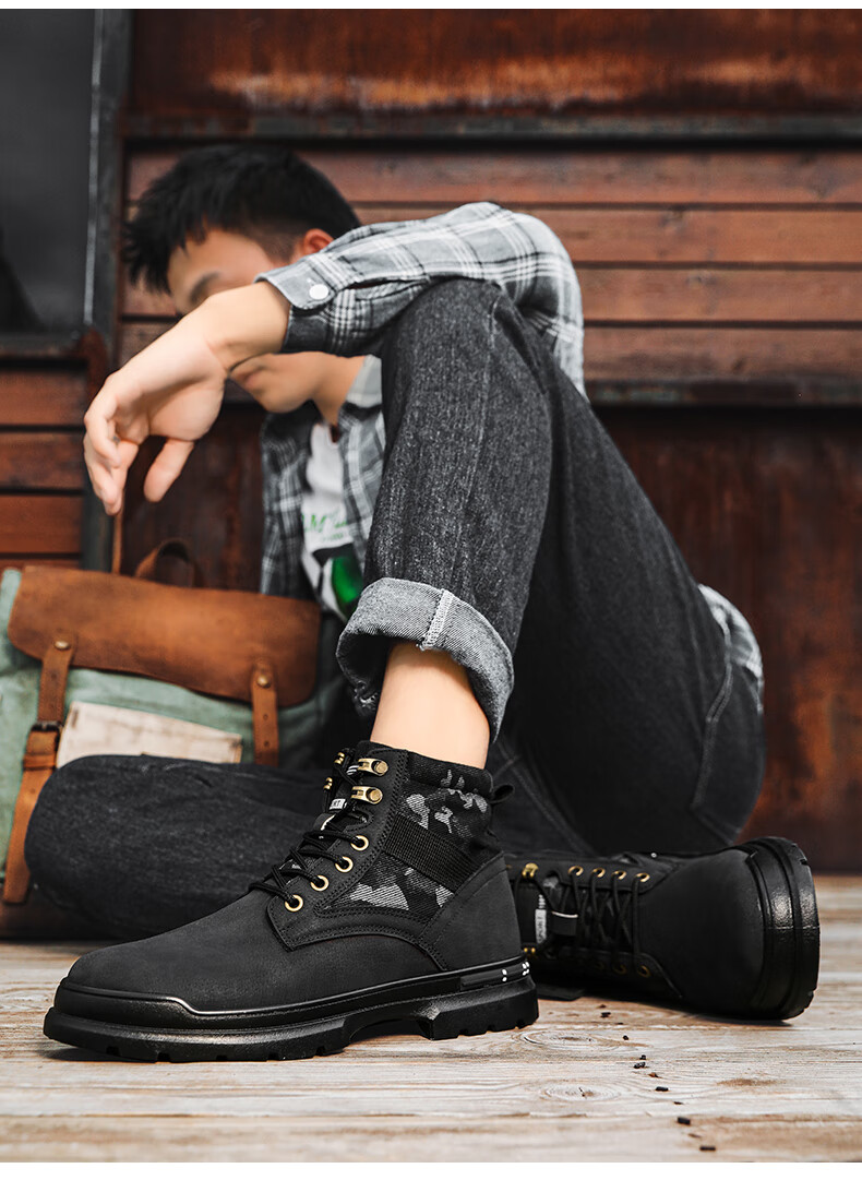 金猴作战靴马丁靴男鞋秋季英伦风复古户外登山沙漠迷彩作战中帮工装