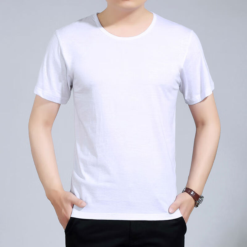 夏季短袖男加肥加大宽松t恤衫圆领老头衫中老年色休闲上衣灰色两件