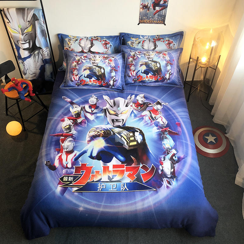 牛奶绒四件套儿童奥特曼床上用品加绒加厚保暖珊瑚绒床单法兰绒卡通