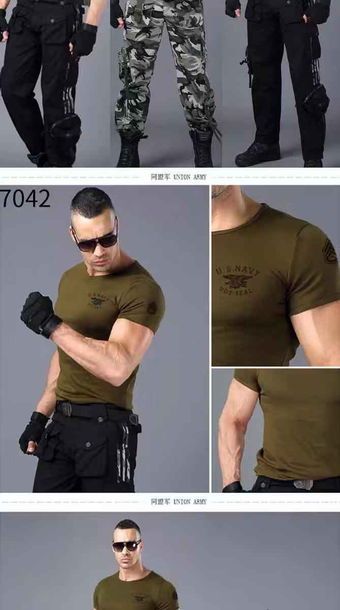 夏季军迷t恤短袖男紧身修身衣服海豹突击队迷彩服户外训练战术t恤白色