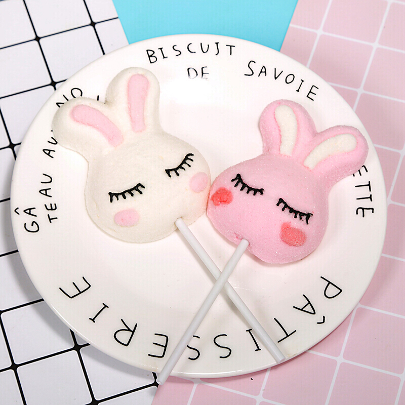 圣诞节卡通软糖35克20支可爱小兔子棉花糖棒棒糖软糖水果味零食整盒20