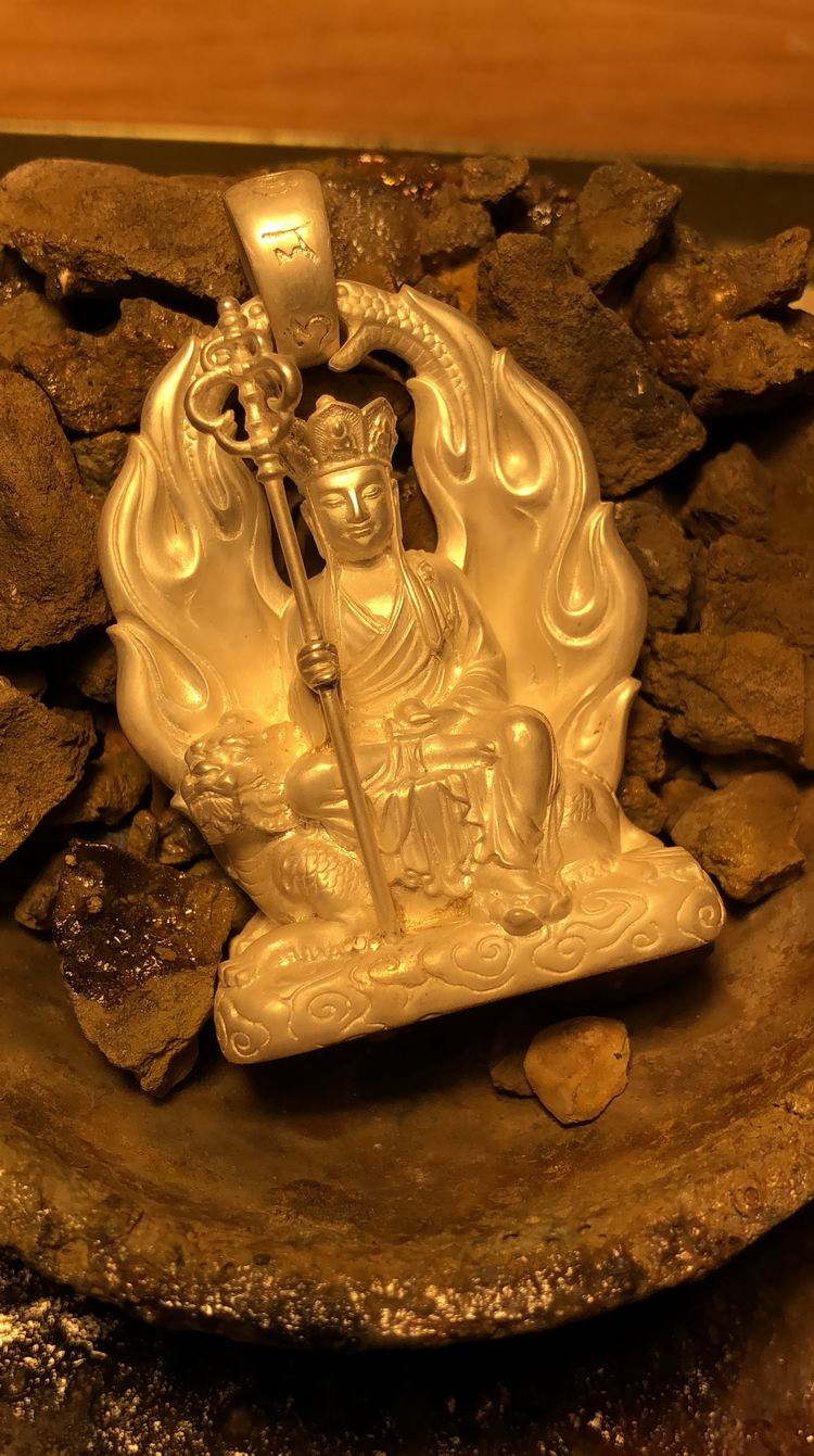 地藏菩萨随身本命佛吊牌映制男款990足银银纯手工吊坠 地藏菩萨个性