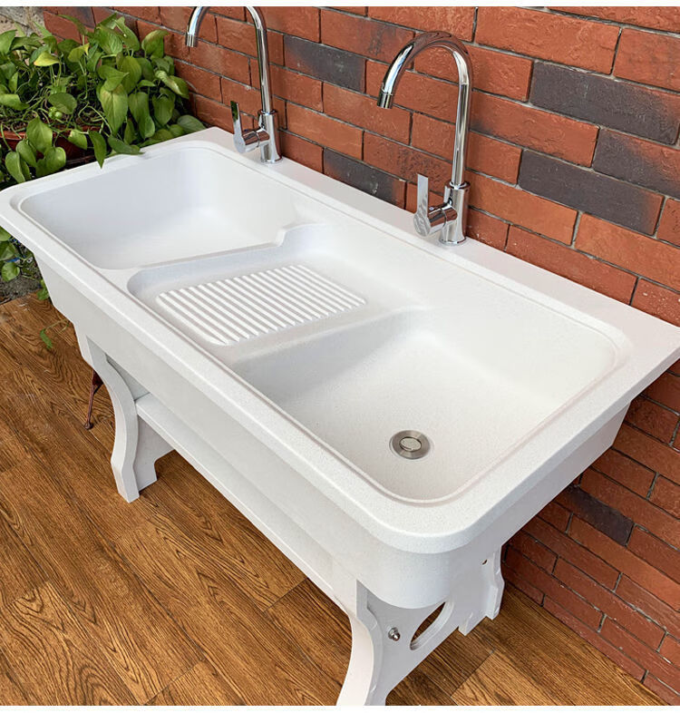 石英石洗衣池带搓板石材洗衣盆石头整石一体洗衣池阳台家用洗衣槽 70*