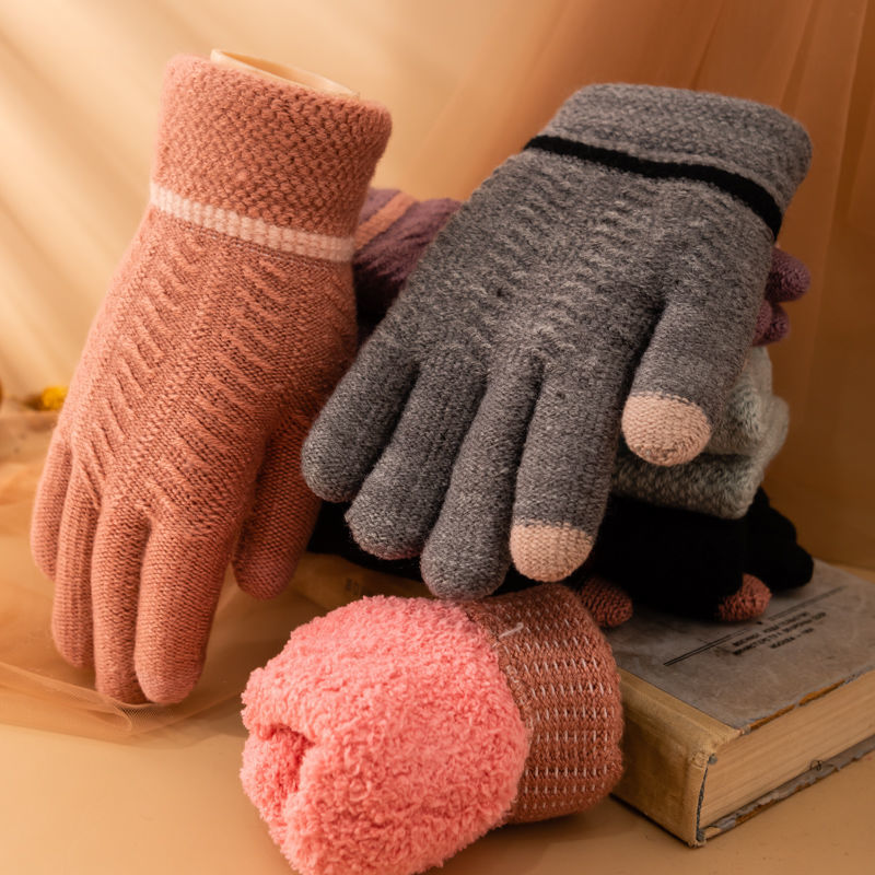 斐珺服饰配件新品毛线手套韩版厚手套女士保暖学生冬季双层加绒加厚