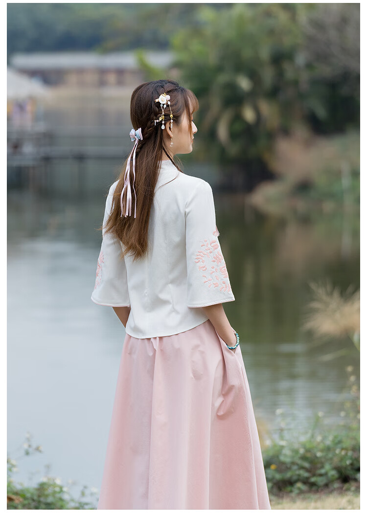 中国风套装女古典汉服复古中式古风禅意茶服唐装中式上衣复古两件套