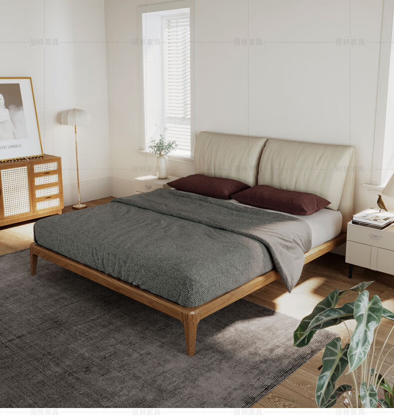 北欧表情实木床现代简约白蜡木床设计师主卧双人床木床意式极简床