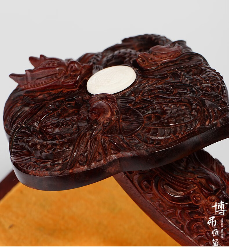 红木实木雕刻工艺品家居饰客厅装饰品乔迁开业礼品血檀木如意509585cm