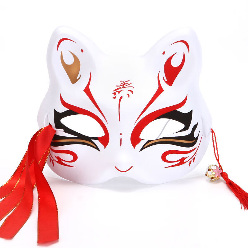 猫面具半脸古风二次元萤火之森动漫网红万圣节道具北极象彩莲花1个装
