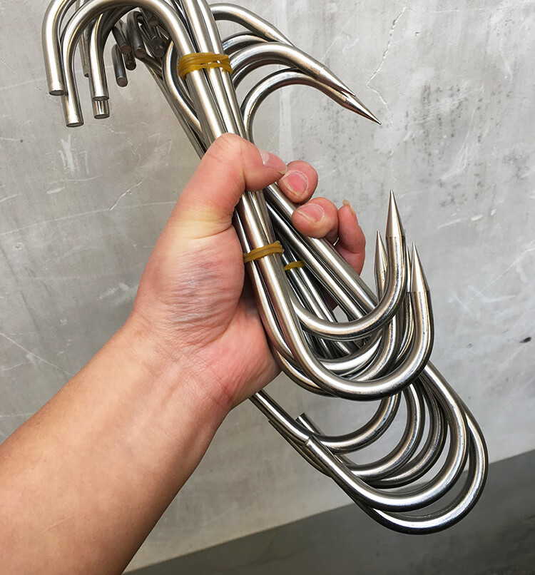 特粗加粗不锈钢挂肉钩8mm粗牛肉钩子s腊肉香肠挂钩肉摊用猪肉挂钩