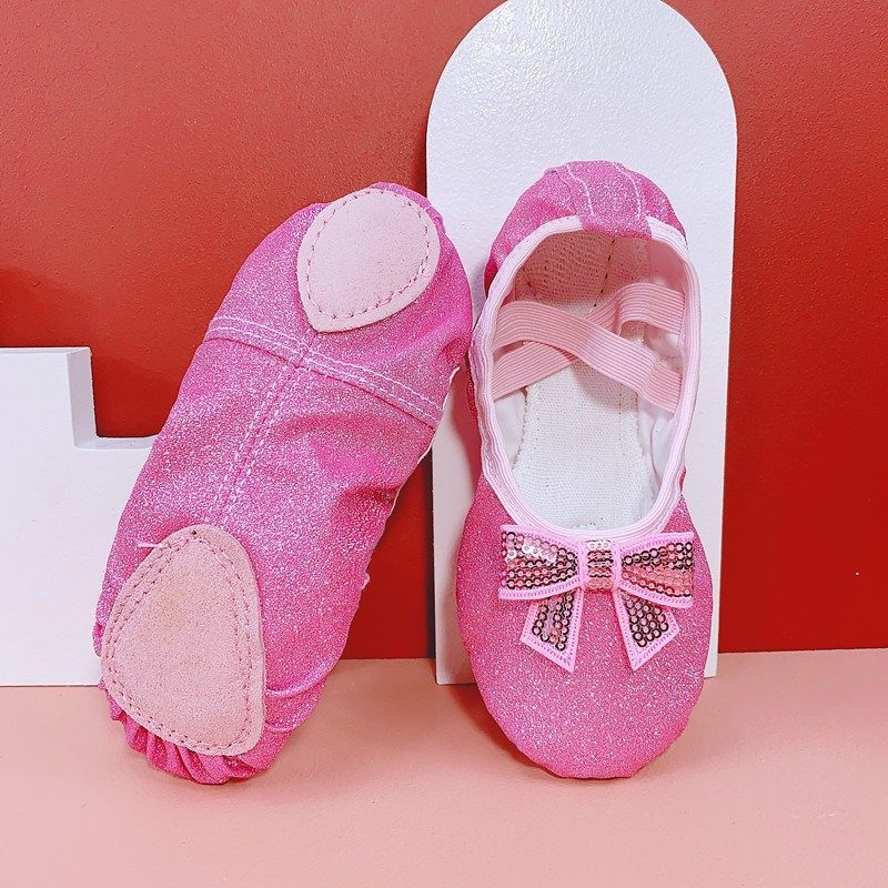 底练功鞋猫爪鞋女孩缎面跳舞鞋女童粉色幼儿芭蕾舞鞋猫爪鞋皮头白色35