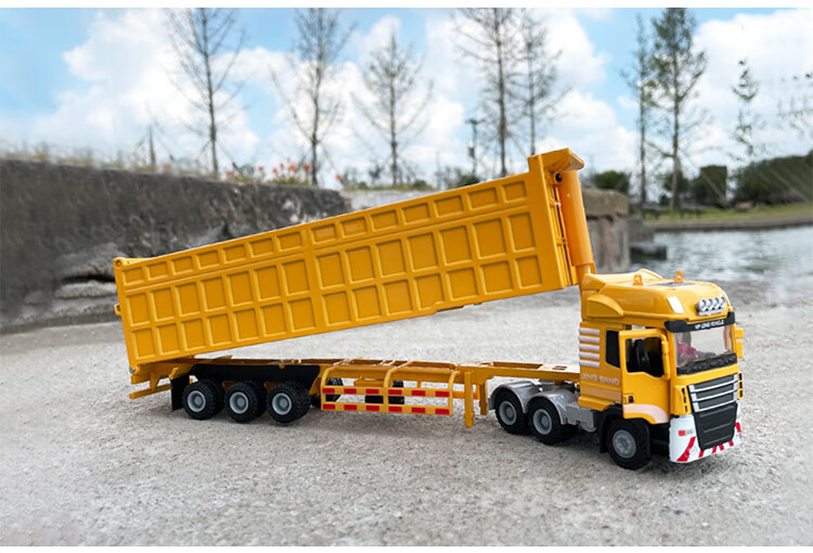 精邦合金大卡车模型半挂式重型运输车重卡自卸翻斗货车工程车玩具