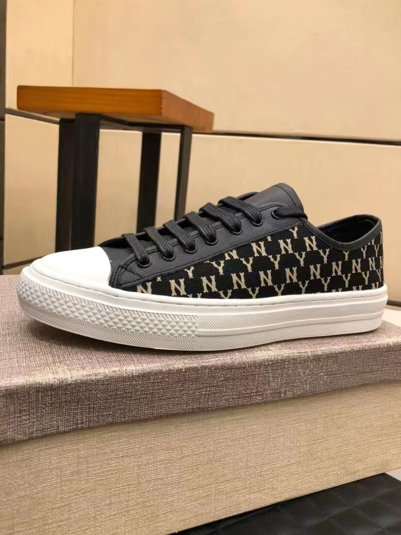 【官方旗舰】ny男鞋欧货低帮厚底休闲鞋2022年新款真皮透气 黑色 39