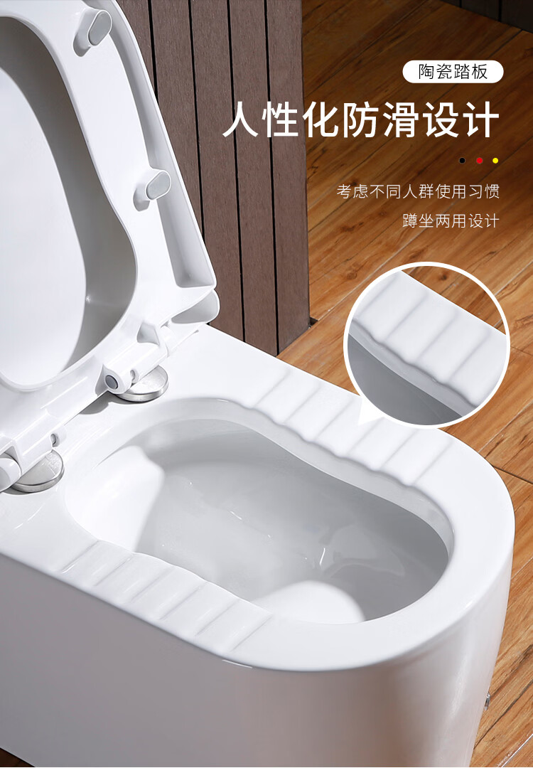 通用日本新款蹲坐两用马桶一体式双用蹲坑可蹲可坐座便器虹吸式二合一
