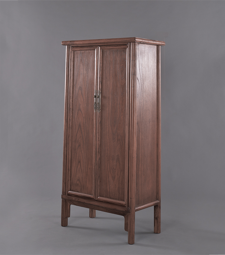 班奇盾黑胡桃木实木衣柜现代简约新中式面条柜明式圆角柜立柜老榆木