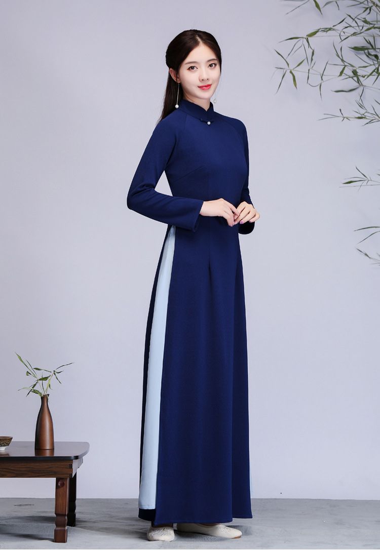 冬季女士禅服中国风茶服女春秋中式改良禅意复古奥黛旗袍茶艺师服装