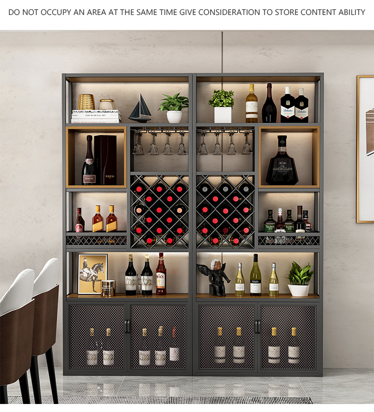 轻奢酒架酒柜落地简约餐厅酒吧酒柜葡萄酒杯收纳架家用红酒展示柜黑色