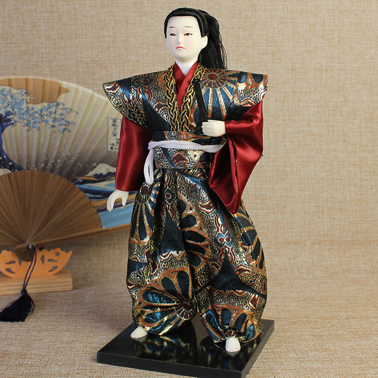 日本忍者武士人偶绢人形和服娃娃日式工艺摆件家居寿司料理店装饰深