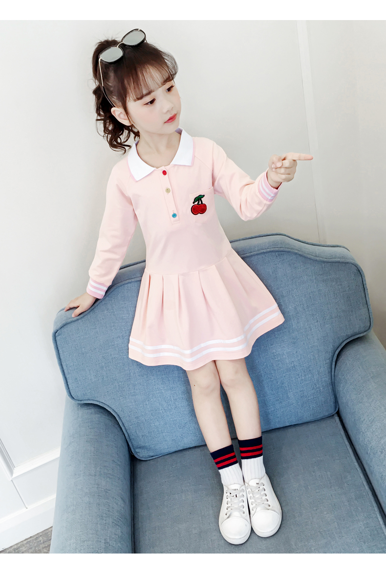 exemaba女童长袖连衣裙春秋装35四6五7七8岁小学生女孩洋气时髦公主