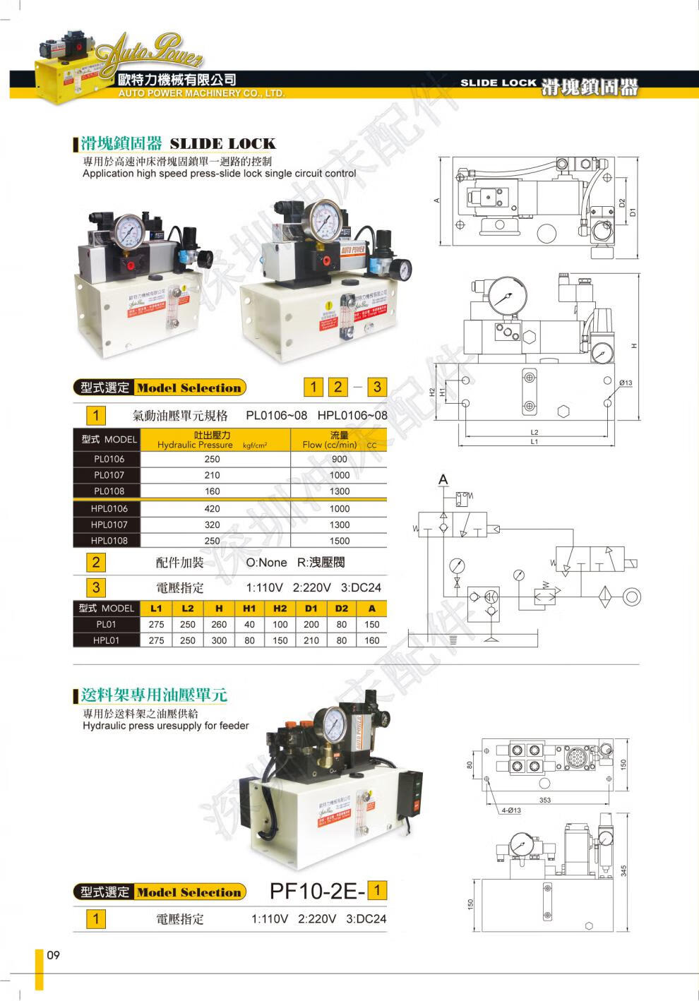 定制欧特力autopower滑块固锁泵pl0107高速冲床液压锁模油泵pl01快速