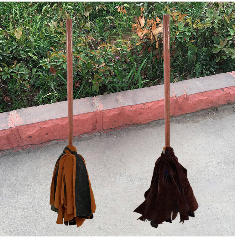 吸水拖把棉布布条墩布圆头拖地手拧竹竿地拖清洁拖绒布圆头木杆 蓝白