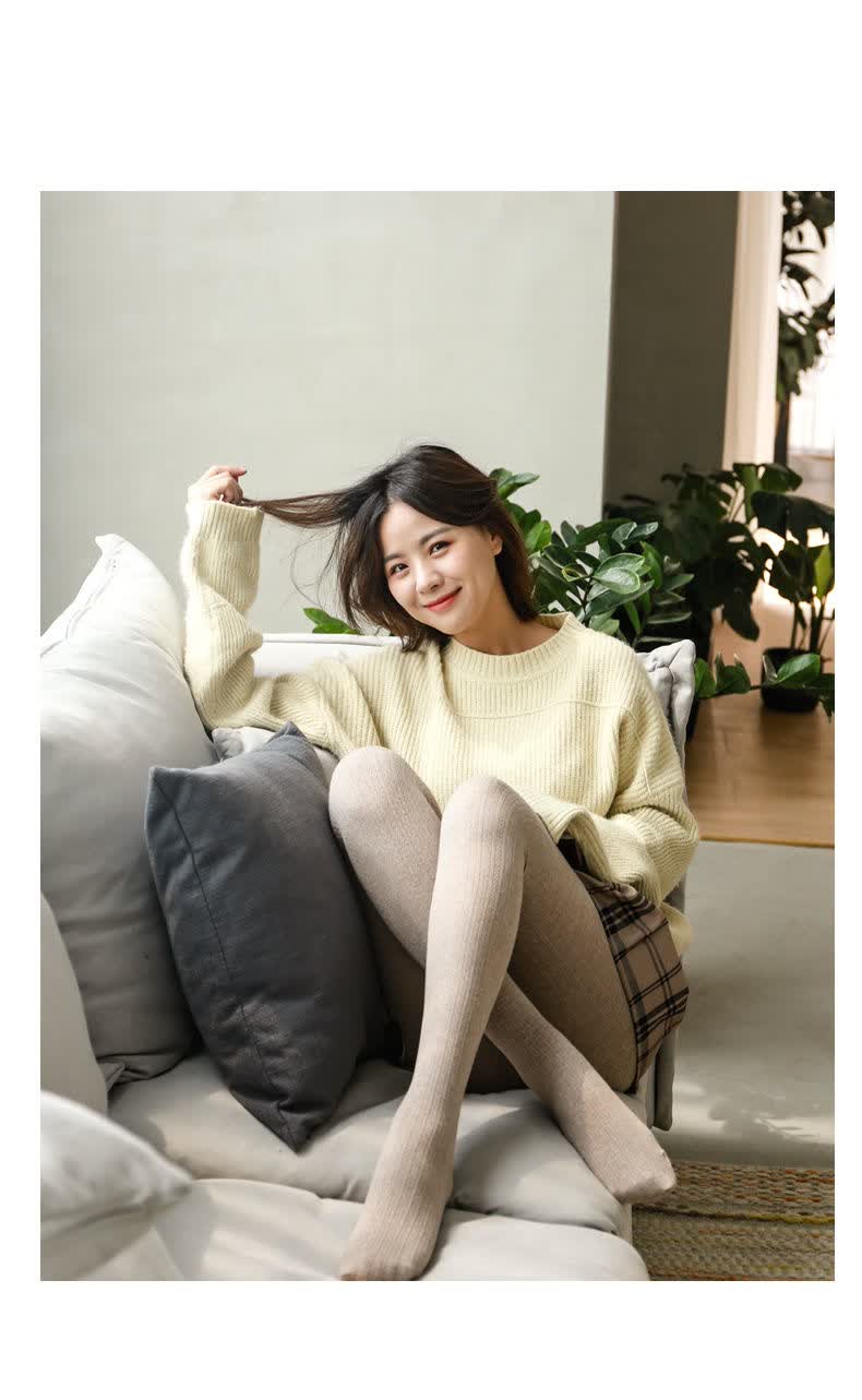 日系燕麦白针织麻花打底裤女薄外穿提臀连袜裤紧身显瘦黑色连袜