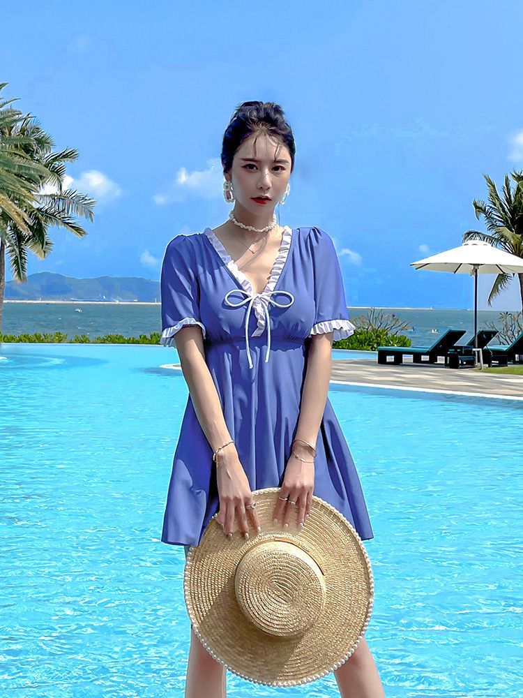 码泳衣女遮肚200斤胖妹妹韩国胖mm学生显瘦分体保守遮肉温泉胖妹泳装