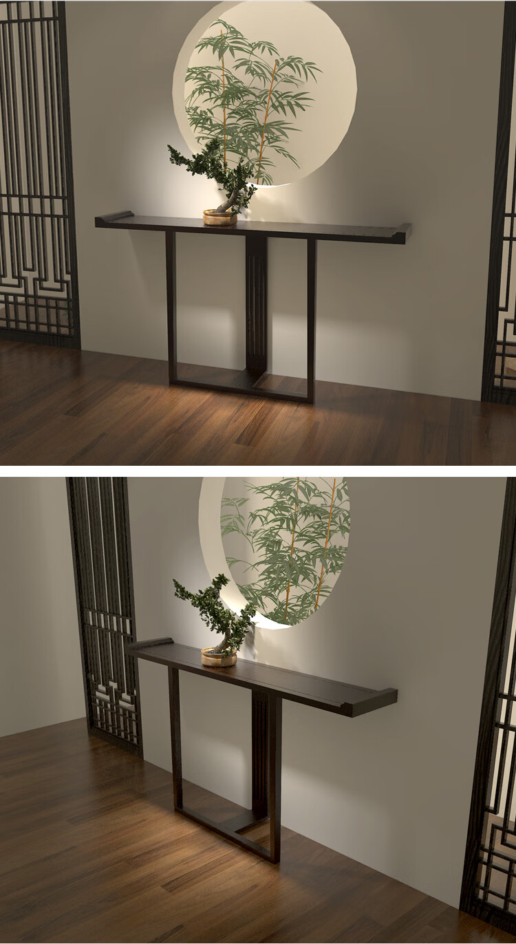 葵影新中式玄关案几禅意条案桌现代简约白蜡木端景台实木靠墙柜门厅