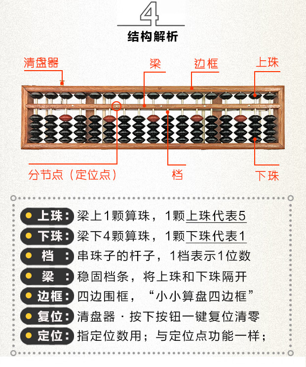 算盘会计专用学生17档木质珠心算多功能银行财务大学生用红木实木黑色