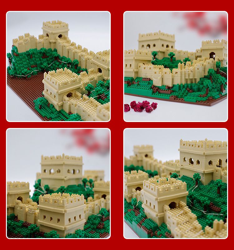 积木中国古建筑万里长城模型高难度巨大型成年拼装玩具男孩 加大版