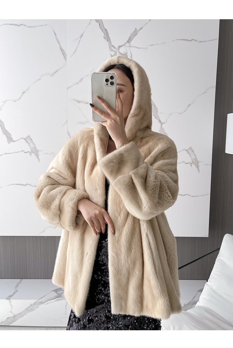 杜莎菲尼dosrfini品牌女装2022皮草貂皮大衣女整貂中长款裘皮进口